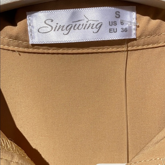 Tan Collared Sleeveless Dress - Picture 3 of 3